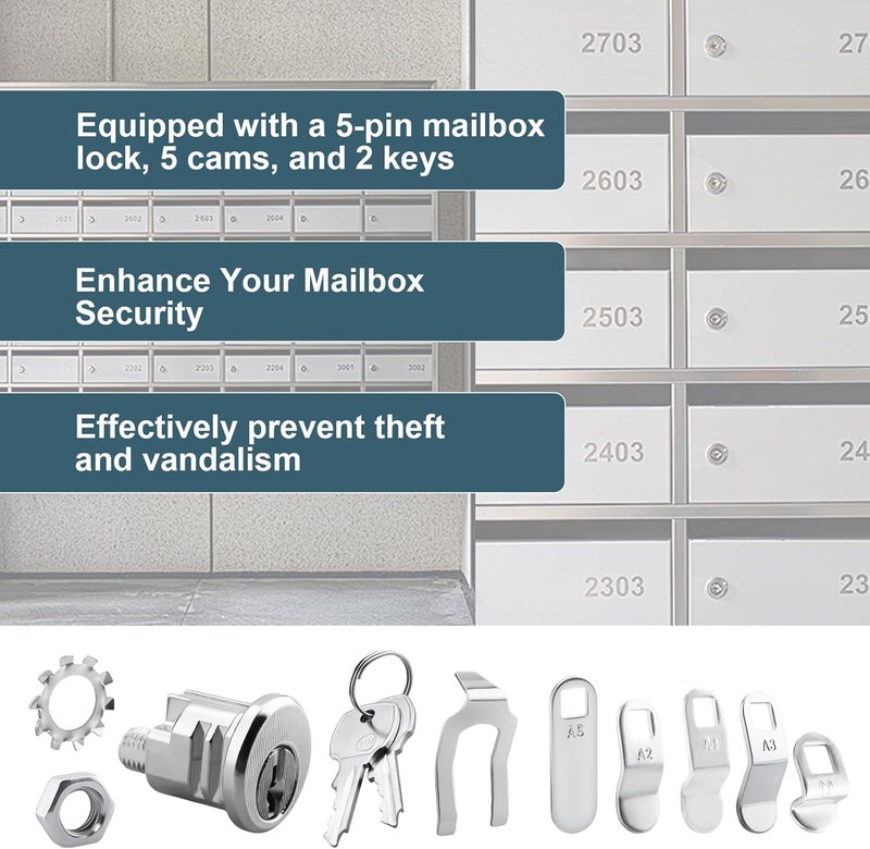 Malae MP4946 Mailbox Lock Replacement Compatible with Cutler-Federal Mailboxes Lock, 1-9/16 in.Cam Reach Mailbox Locks with Keys for Prime-Line Mail Box Lock - Image 3